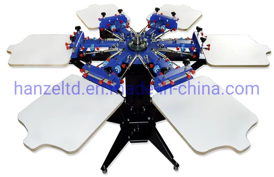 Screen Printing 6 Color 6 Station Rotary Printer Precise Matching Color Equipment 